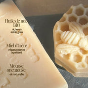 Savon solide nourrissant à l’huile de noix BIO & miel Isérois - Peau Sensible