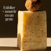 Savon solide exfoliant pour le corps à la poudre de coquille de Noix de Grenoble