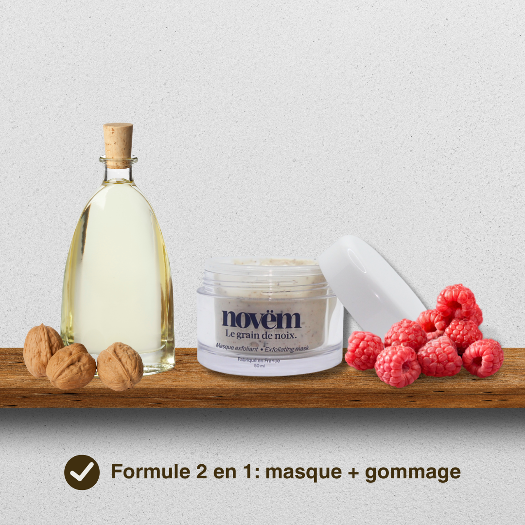masque exfoliant poudre coquille de noix de grenoble